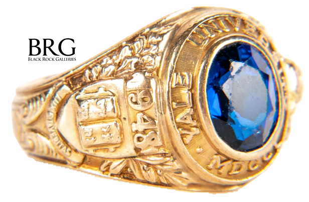 Bezel Set - Men's 10K Gold & Sapphire Class Ring From Yale University